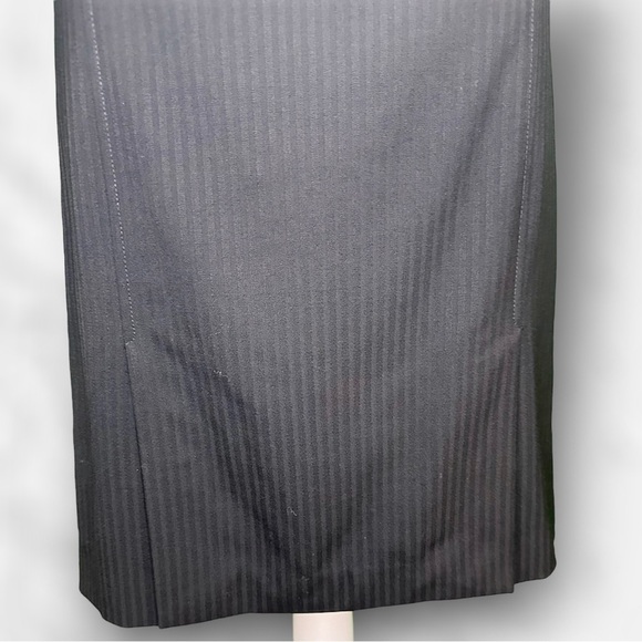 Theory Black Striped Wool Blend Split Hem Pencil Skirt Size 8 - Picture 12 of 14